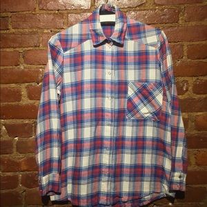 ROSEANNA FRENCH PLAID CHECKED LINEN BLEND SHIRT